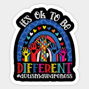 It's Ok To Be Different Autism Awareness Leopard Rainbow Shirt Sticker